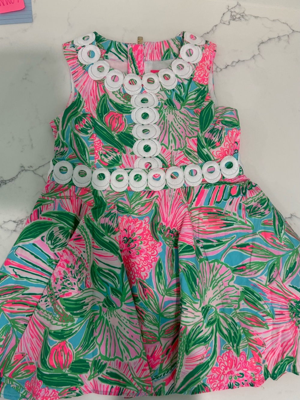 Lilly Pulitzer Girls Tropical Floral Dress Pink, Turquoise & Green Size 3 EEUC